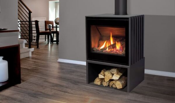 Stock Image - Enviro The Cube Enviro Gas Freestanding & Legs & Traditional Stove - Chimney Doctors of Colorado