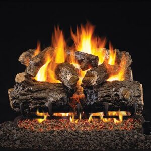 Stock Image - Peterson - Burnt Rustic Oak Real Fyre Gas Vented Gas Log Set Log Set & Burner - Chimney Doctors of Colorado