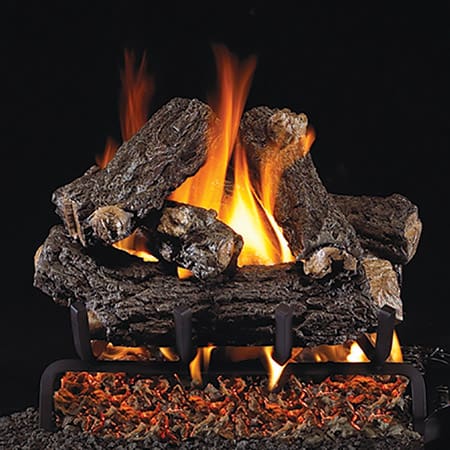 Stock Image - Peterson - Rustic Oak Designer Real Fyre Gas Vented Gas Log Set Log Set & Burner - Chimney Doctors of Colorado