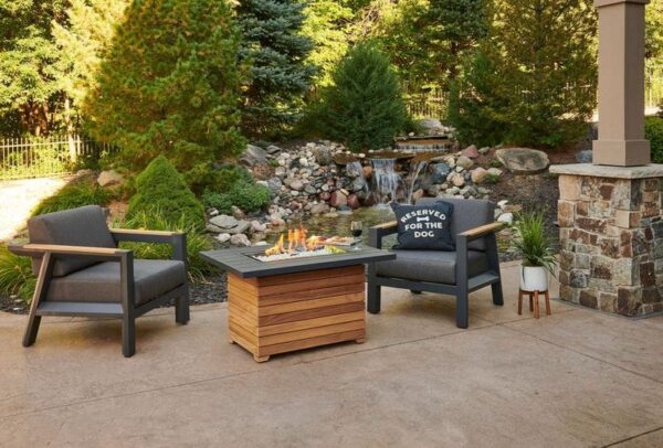 Stock Image - The Outdoor GreatRoom - Darien Rectangular Gas Fire Pit Table with Aluminum Top The Outdoor Greatroom Company Gas Fire Table - Chimney Doctors of Colorado