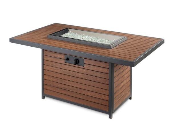 Stock Image - The Outdoor GreatRoom - Kenwood Rectangular Chat Height Gas Fire Pit Table The Outdoor Greatroom Company Gas Fire Table - Chimney Doctors of Colorado