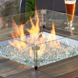 Stock Image - The Outdoor GreatRoom - 24" x 24" Square Glass Wind Guard The Outdoor Greatroom Company Fire Pit Accessory - Chimney Doctors of Colorado