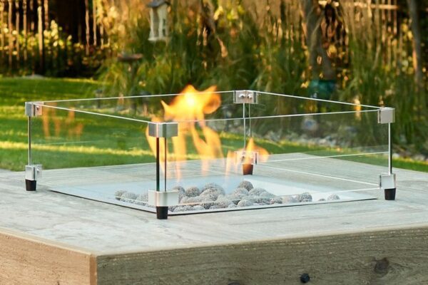 Stock Image - The Outdoor GreatRoom - 16" x 16" Square Glass Wind Guard The Outdoor Greatroom Company Fire Pit Accessory - Chimney Doctors of Colorado