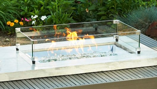 Stock Image - The Outdoor GreatRoom -  12" x 24" Rectangular Glass Wind Guard The Outdoor Greatroom Company Fire Pit Accessory - Chimney Doctors of Colorado