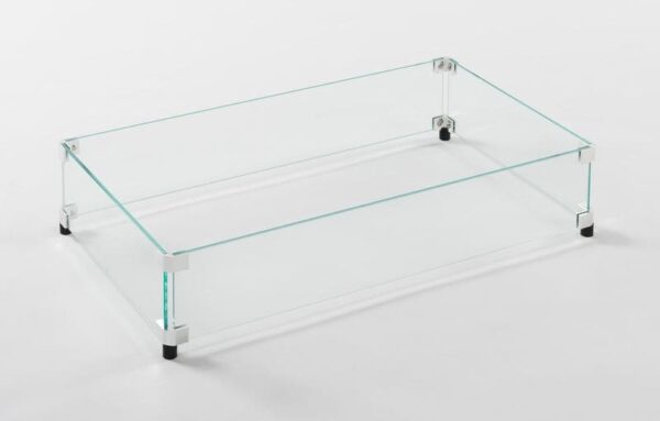Stock Image - The Outdoor GreatRoom -  12" x 24" Rectangular Glass Wind Guard The Outdoor Greatroom Company Fire Pit Accessory - Chimney Doctors of Colorado