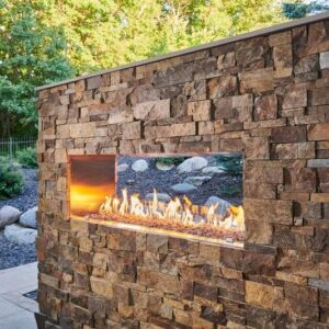 Stock Image - The Outdoor GreatRoom - 40" Linear Ready-to-Finish See-Through Gas Fireplace with Direct Spark Ignition (LP) The Outdoor Greatroom Company Gas Linear Fireplace & Outdoor Fire - Chimney Doctors of Colorado
