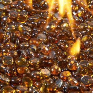 Stock Image - The Outdoor GreatRoom - Amber Tempered Fire Glass Gems The Outdoor Greatroom Company Media - Chimney Doctors of Colorado