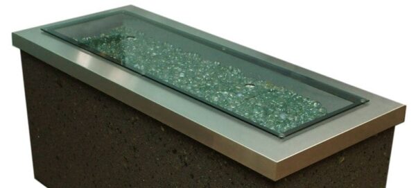 Stock Image - The Outdoor GreatRoom -  12" x 42" Linear Grey Glass Burner Cover The Outdoor Greatroom Company Fire Pit Cover - Chimney Doctors of Colorado