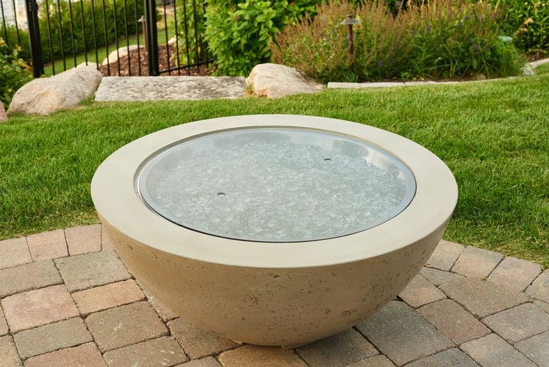 Stock Image - The Outdoor GreatRoom - 30" Round Grey Glass Burner Cover The Outdoor Greatroom Company Fire Pit Cover - Chimney Doctors of Colorado