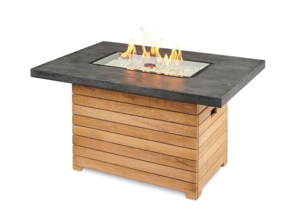 Stock Image - The Outdoor GreatRoom - Darien Rectangular Gas Fire Pit Table with Everblend Top The Outdoor Greatroom Company Gas Fire Table - Chimney Doctors of Colorado