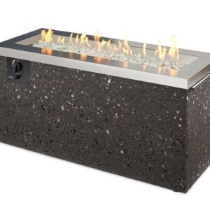 Stock Image - The Outdoor GreatRoom - Stainless Steel Key Largo Linear Gas Fire Pit Table The Outdoor Greatroom Company Gas Fire Table - Chimney Doctors of Colorado