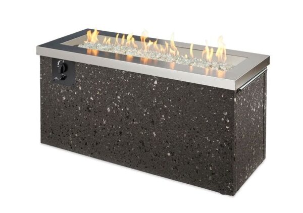 Stock Image - The Outdoor GreatRoom - Stainless Steel Key Largo Linear Gas Fire Pit Table The Outdoor Greatroom Company Gas Fire Table - Chimney Doctors of Colorado