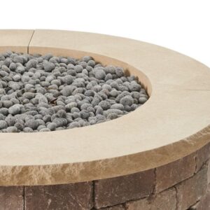 Stock Image - The Outdoor GreatRoom - Limestone Tan Concrete Top for Bronson Block Round Gas Fire Pit Kit (4 Pieces Total) The Outdoor Greatroom Company Fire Pit Accessory - Chimney Doctors of Colorado