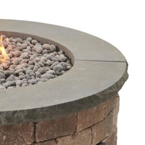 Stock Image - The Outdoor GreatRoom - Charcoal Grey Concrete Top for Bronson Block Round Gas Fire Pit Kit (4 Pieces Total) The Outdoor Greatroom Company Fire Pit Accessory - Chimney Doctors of Colorado