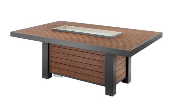 Stock Image - The Outdoor GreatRoom - Kenwood Linear Dining Height Gas Fire Pit Table The Outdoor Greatroom Company Gas Fire Table - Chimney Doctors of Colorado