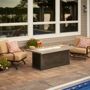 Stock Image - The Outdoor GreatRoom - Cedar Ridge Linear Gas Fire Pit Table The Outdoor Greatroom Company Gas Fire Table - Chimney Doctors of Colorado